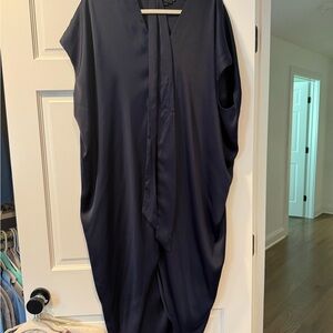 Hatch Maternity Navy Silk Dress with belt